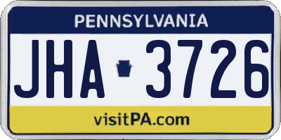 PA license plate JHA3726