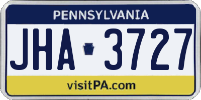 PA license plate JHA3727