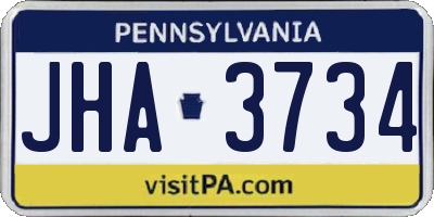PA license plate JHA3734