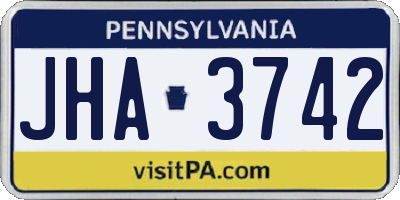 PA license plate JHA3742