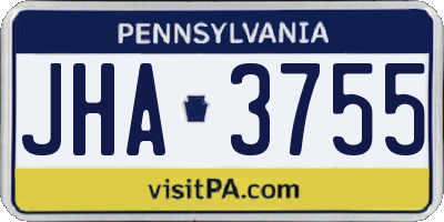 PA license plate JHA3755