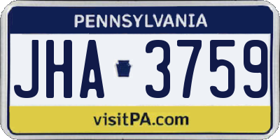PA license plate JHA3759