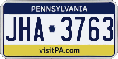 PA license plate JHA3763