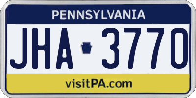 PA license plate JHA3770