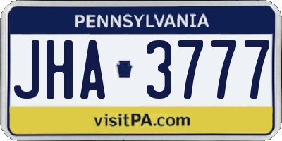 PA license plate JHA3777