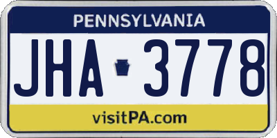 PA license plate JHA3778