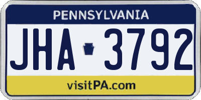 PA license plate JHA3792