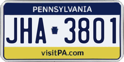 PA license plate JHA3801