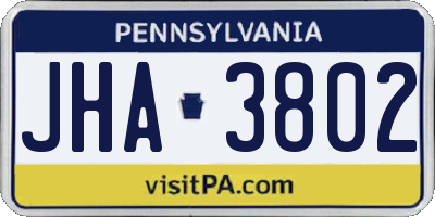PA license plate JHA3802