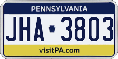 PA license plate JHA3803