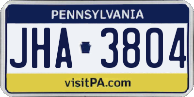 PA license plate JHA3804