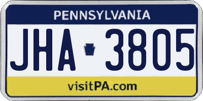 PA license plate JHA3805