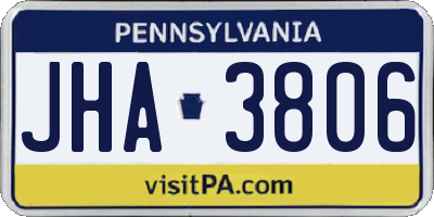 PA license plate JHA3806