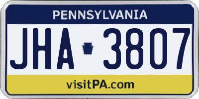 PA license plate JHA3807