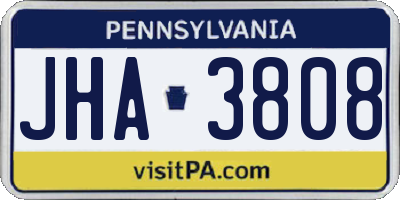 PA license plate JHA3808
