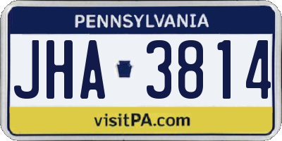 PA license plate JHA3814