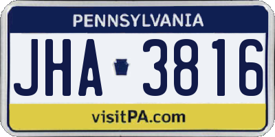 PA license plate JHA3816