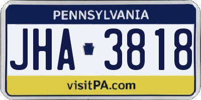 PA license plate JHA3818