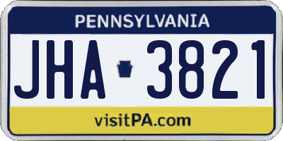 PA license plate JHA3821