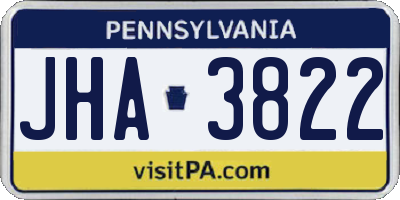 PA license plate JHA3822