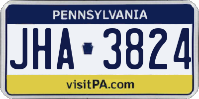 PA license plate JHA3824