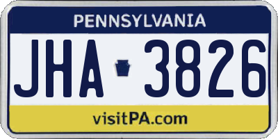 PA license plate JHA3826