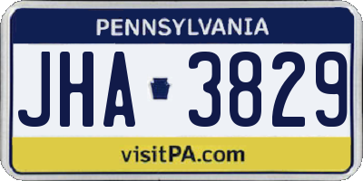 PA license plate JHA3829