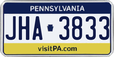 PA license plate JHA3833