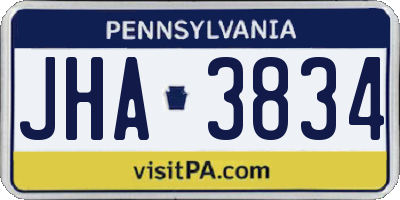 PA license plate JHA3834