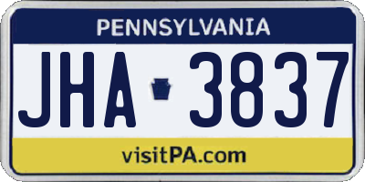 PA license plate JHA3837