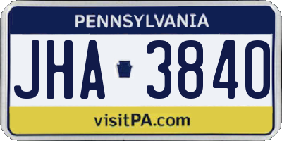 PA license plate JHA3840