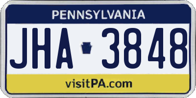 PA license plate JHA3848