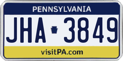 PA license plate JHA3849