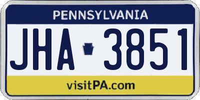 PA license plate JHA3851