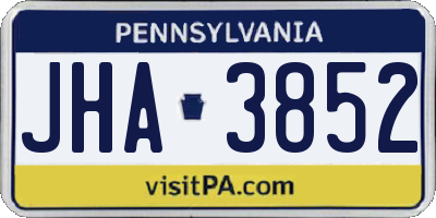 PA license plate JHA3852