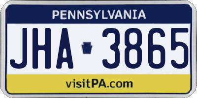 PA license plate JHA3865