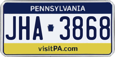 PA license plate JHA3868