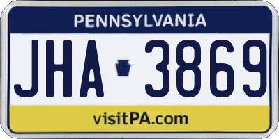 PA license plate JHA3869
