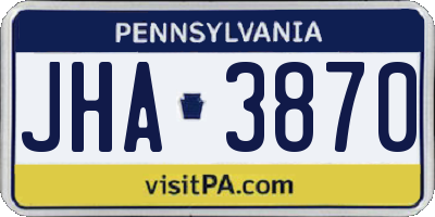 PA license plate JHA3870