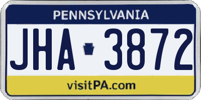 PA license plate JHA3872