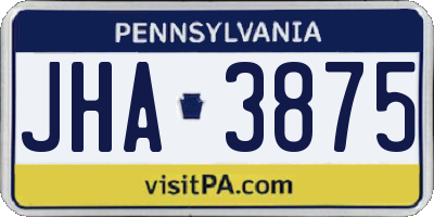 PA license plate JHA3875