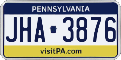 PA license plate JHA3876