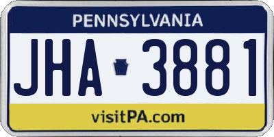 PA license plate JHA3881
