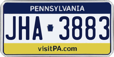 PA license plate JHA3883