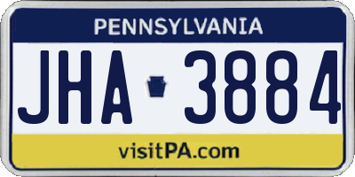 PA license plate JHA3884