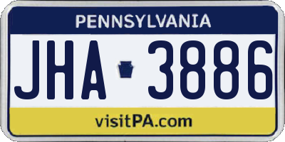 PA license plate JHA3886