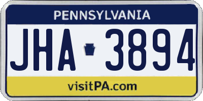 PA license plate JHA3894