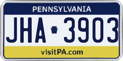 PA license plate JHA3903