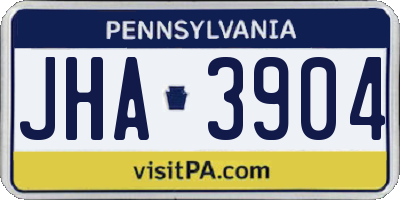 PA license plate JHA3904