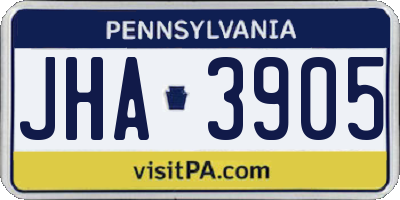 PA license plate JHA3905